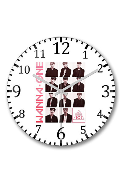 BASKI DÜNYASI Ceas de perete Wanna One Energetic Pink Version din sticlă aute...