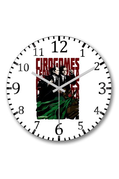 BASKI DÜNYASI ساعة حائط Ciro Gomes وLeonel Brizola من الزجاج الحقيقي المنحني