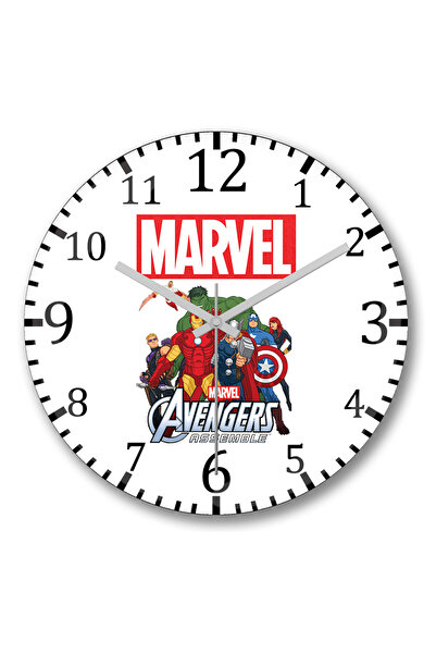 BASKI DÜNYASI ساعة حائط مارفل أفنجرز من الزجاج الحقيقي المنحني