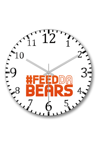BASKI DÜNYASI ساعة حائط Bears Feed'em من الزجاج الحقيقي المنحني