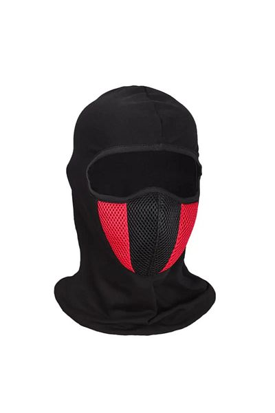 Breen Red-Black Face Mask for Motorists - Face Protector from Cold, Wind and Sun