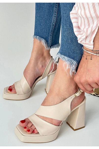 RBY Cica Beige Skin Heeled Shoes
