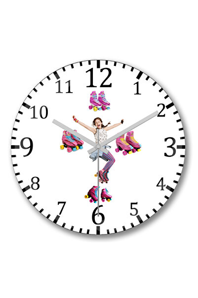 BASKI DÜNYASI ساعة حائط سوي لونا يونج جيرل للتزلج من الزجاج الحقيقي المنحني