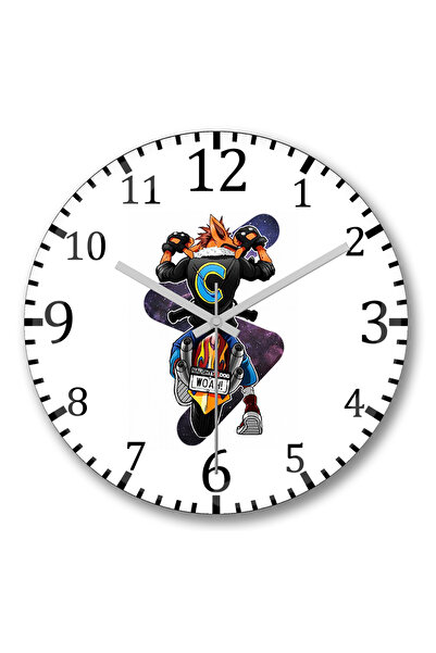 BASKI DÜNYASI ساعة حائط Crash Bandicoot Badass من الزجاج الحقيقي المنحني