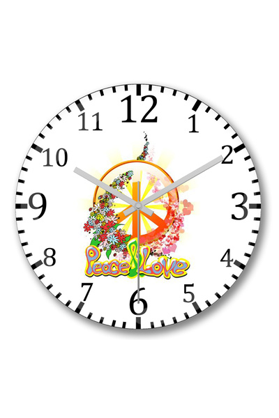 BASKI DÜNYASI ساعة حائط أيقونة السلام السلام من الزجاج الحقيقي المنحني