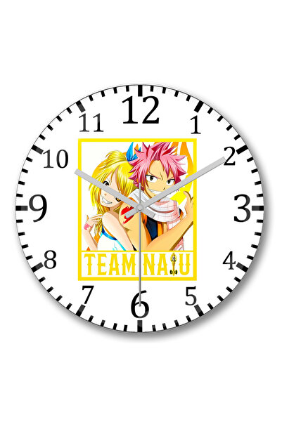 BASKI DÜNYASI Ceas de perete Fairy Tail Team NaLu Natsu Lucy din sticlă auten...
