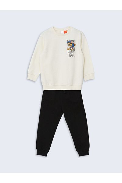 LC Waikiki Lcw Printed Boys Sweatshirt and Sweatpants Bottom 2'Li
