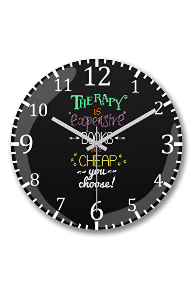 BASKI DÜNYASI Ceas de perete Bookks Therapy din sticlă autentică bombată