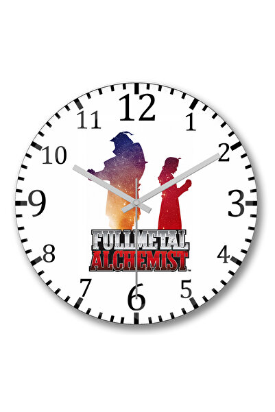 BASKI DÜNYASI ساعة حائط أنيمي Fullmetal Alchemist من الزجاج الحقيقي المنحني