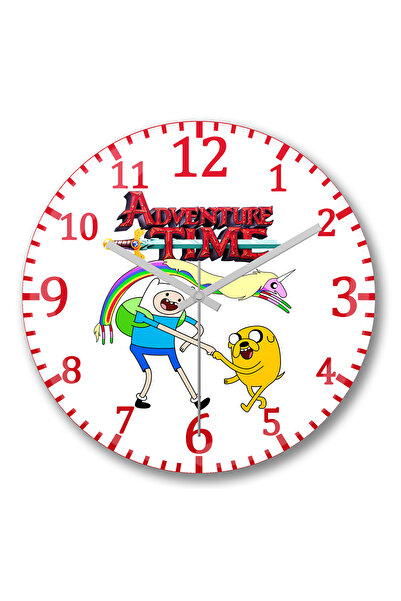 BASKI DÜNYASI ساعة حائط من الزجاج الحقيقي المنحني من Adventure Time Finn Jake