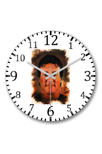 BASKI DÜNYASI ساعة حائط سيلفستر ستالون رامبو من الزجاج الحقيقي المنحني