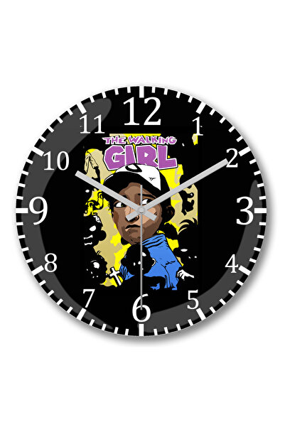 BASKI DÜNYASI ساعة حائط The Walking Girl من الزجاج الحقيقي المنحني