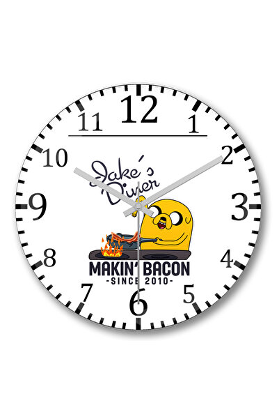 BASKI DÜNYASI ساعة حائط فطائر لحم الخنزير المقدد من الزجاج الحقيقي المنحني