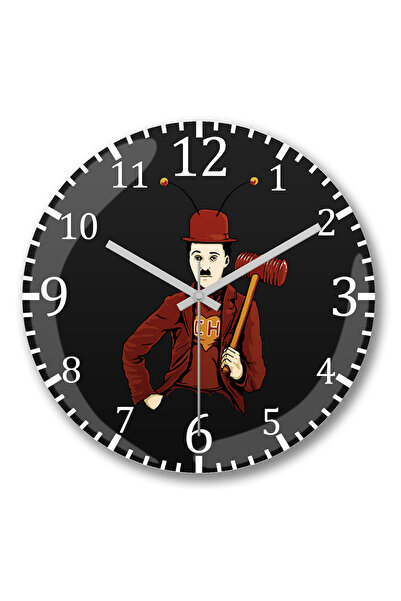 BASKI DÜNYASI ساعة حائط شابلن من الزجاج الحقيقي المنحني