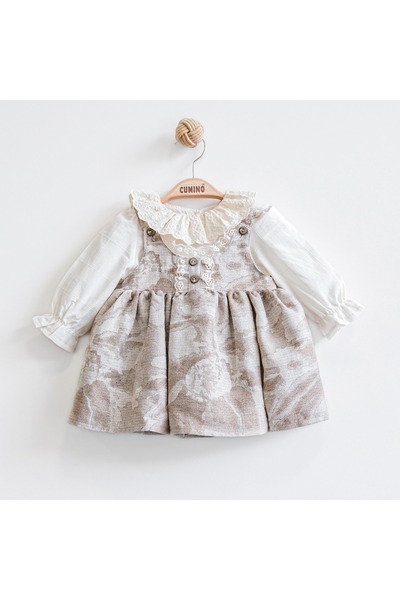 ministok Bulgaria Ruffle Neckline Blush Baby Girl Dress