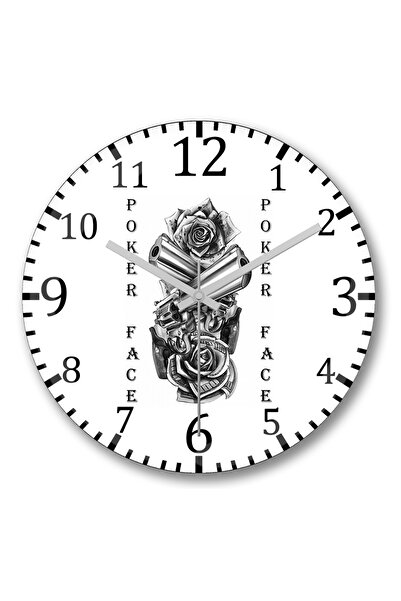 BASKI DÜNYASI ساعة حائط Pokerface من الزجاج الحقيقي المنحني