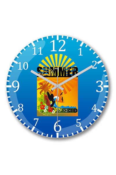 BASKI DÜNYASI ساعة حائط صيفية من فيراو من الزجاج الحقيقي المنحني