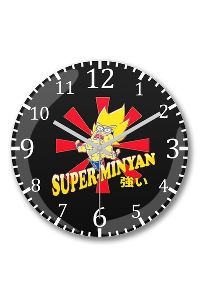 BASKI DÜNYASI ساعة حائط سوبر مينيون مينيان من الزجاج الحقيقي المنحني