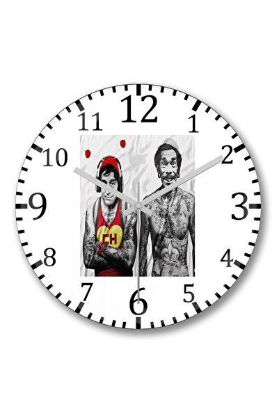 BASKI DÜNYASI ساعة حائط Seu Madruga e o Chaves من الزجاج الحقيقي المنحني