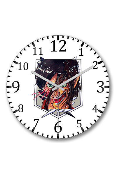 BASKI DÜNYASI ساعة حائط Attack On Titan Arin Attack On Titan من الزجاج الحقيقي المنحني