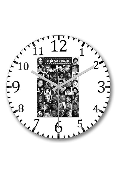 BASKI DÜNYASI Ceas de perete din sticlă verde de pin Kemal Sunal, sticlă curb...