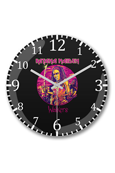 BASKI DÜNYASI ساعة حائط كاتانا مايدن من الزجاج الحقيقي المنحني