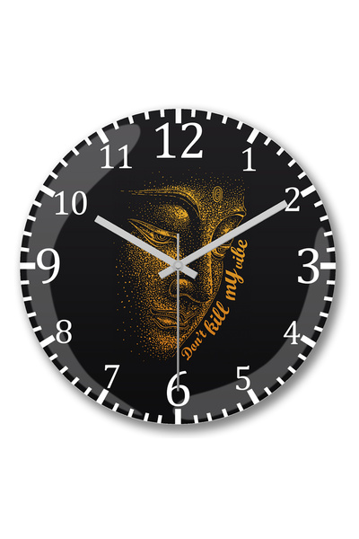 BASKI DÜNYASI Ceas de perete Buddha Don't Kill My Vibe din sticlă autentică bombată
