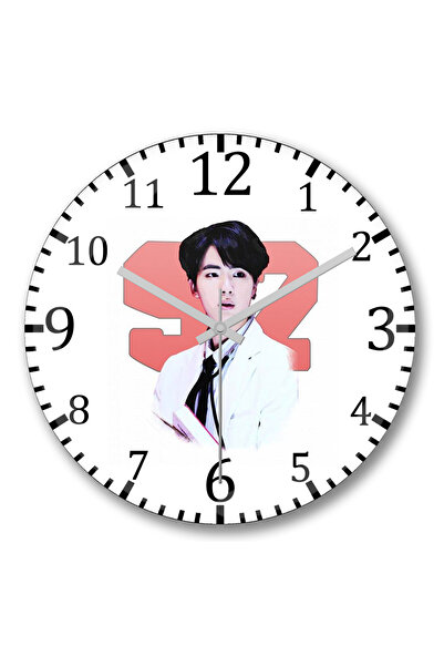 BASKI DÜNYASI ساعة حائط BtsSeokjin من الزجاج الحقيقي المنحني