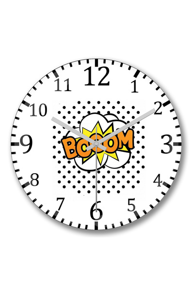 BASKI DÜNYASI Ceas de perete Booom Baaam Pooof Pooow din sticlă autentică