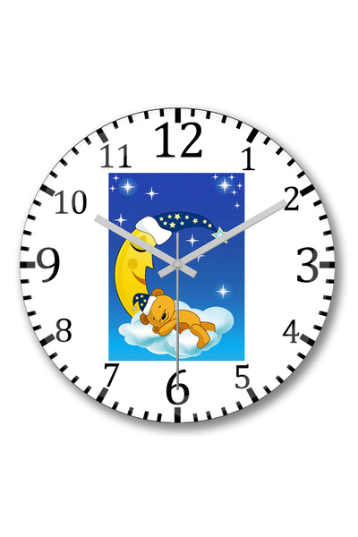 BASKI DÜNYASI ساعة حائط مون ديدي من الزجاج الحقيقي المنحني