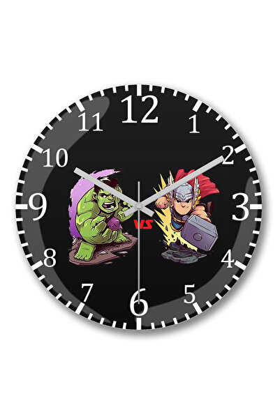 BASKI DÜNYASI Ρολόι τοίχου Hulck και Thor με κυρτό γυαλί από αληθινό γυαλί