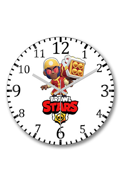 BASKI DÜNYASI ساعة حائط براول ستارز أسد دانسر بروك من الزجاج الحقيقي المنحني