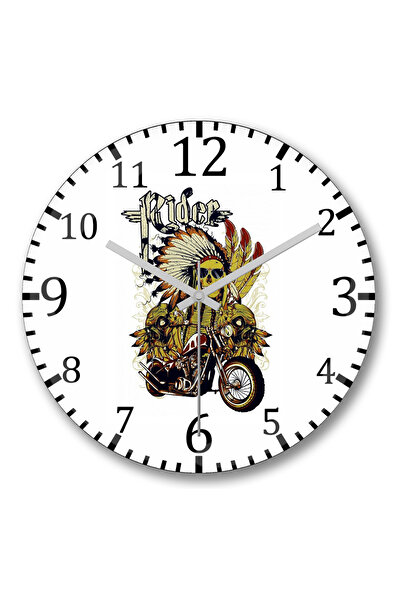 BASKI DÜNYASI ساعة حائط Motocicleta E Cranio من الزجاج الحقيقي المنحني