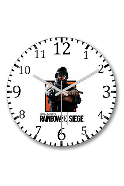 BASKI DÜNYASI ساعة حائط تيرميت من Rainbow Six Siege من الزجاج الحقيقي المنحني