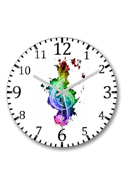 BASKI DÜNYASI Clave De Sol Ceas de perete cu note muzicale Sticlă reală bombată