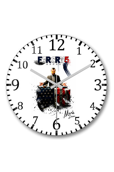 BASKI DÜNYASI ساعة حائط FarCry 5 Joseph Seed 02 من الزجاج الحقيقي المنحني