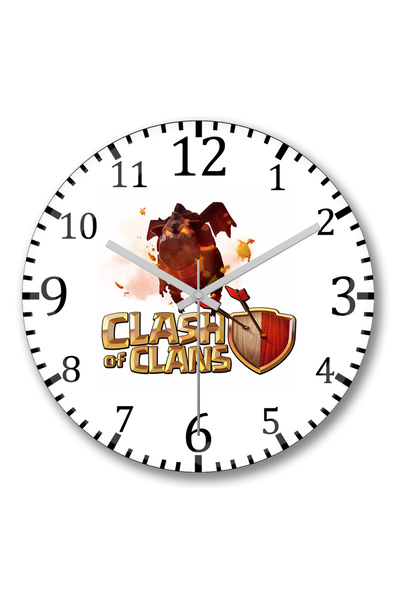 BASKI DÜNYASI ساعة حائط Clash of Clans من الزجاج الحقيقي المنحني