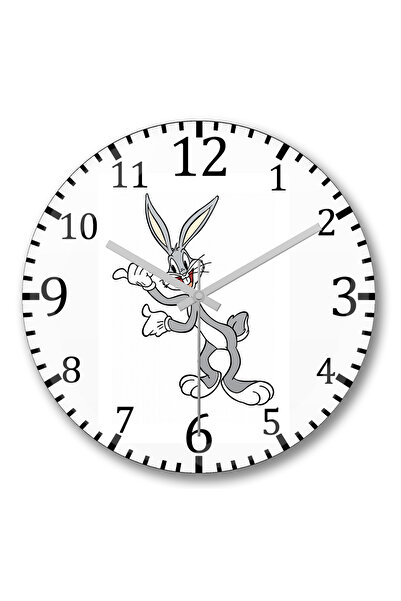 BASKI DÜNYASI Ceas de perete cu desene animate Bugs Bunny Rabbit din sticlă a...