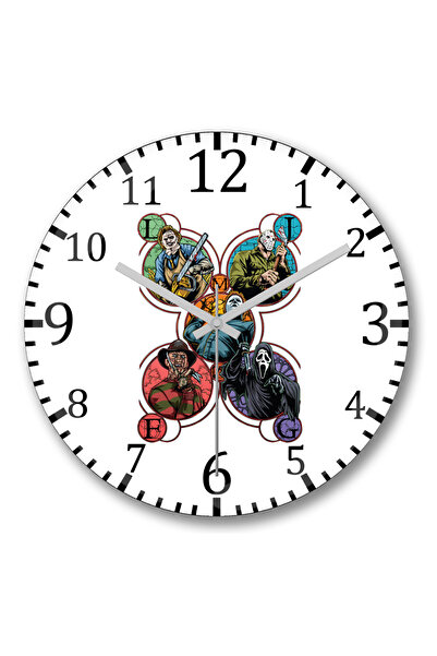 BASKI DÜNYASI Ceas de perete Slashers Halloween Monsters din sticlă autentică...