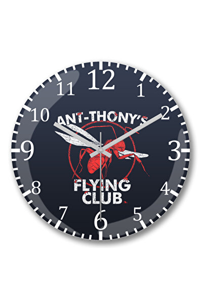 BASKI DÜNYASI ساعة حائط Ant Man Ant Thonys Flying Club من الزجاج الحقيقي المنحني