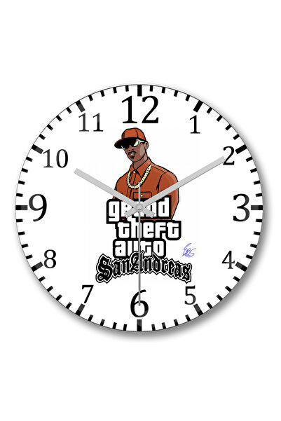 BASKI DÜNYASI ساعة حائط جي تي ايه سان أندرياس من الزجاج الحقيقي المنحني