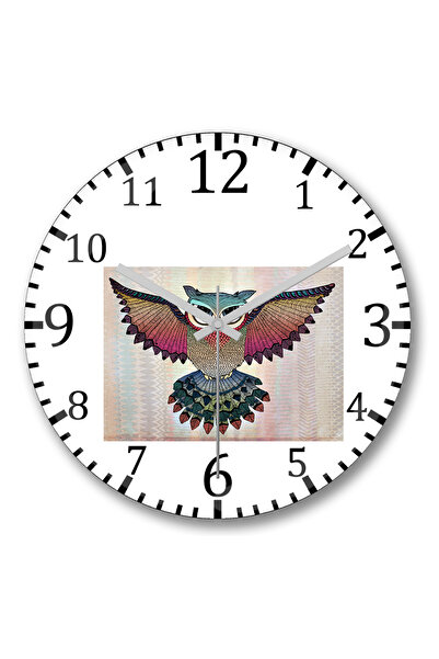 BASKI DÜNYASI ساعة حائط بومة من الزجاج الحقيقي المنحني