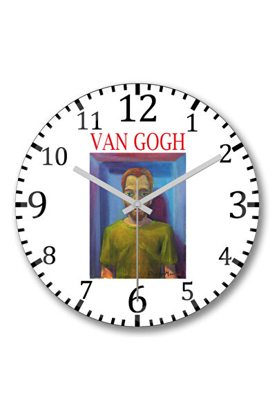 BASKI DÜNYASI ساعة حائط فنسنت فان جوخ من الزجاج الحقيقي المنحني