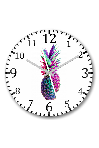 BASKI DÜNYASI Ананасов стенен часовник с извито стъкло