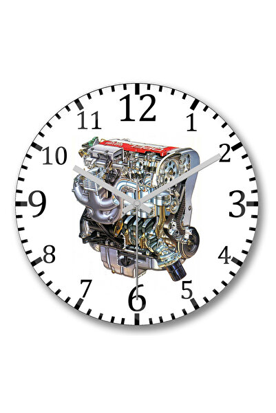 BASKI DÜNYASI Ρολόι τοίχου με κινητήρα Opel Red Top, κυρτό από πραγματικό γυαλί