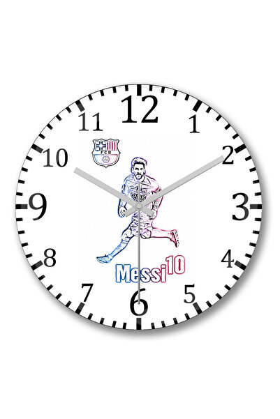 BASKI DÜNYASI ساعة حائط ميسي من الزجاج الحقيقي المنحني