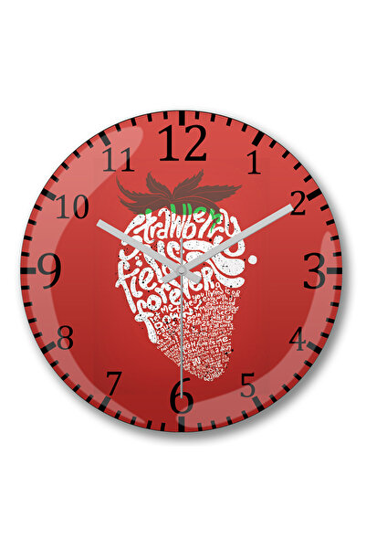 BASKI DÜNYASI ساعة حائط فراولة من الزجاج الحقيقي المنحني