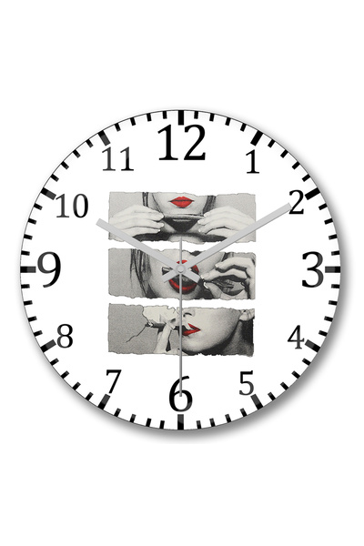 BASKI DÜNYASI ساعة حائط دخانية من الزجاج الحقيقي المنحني