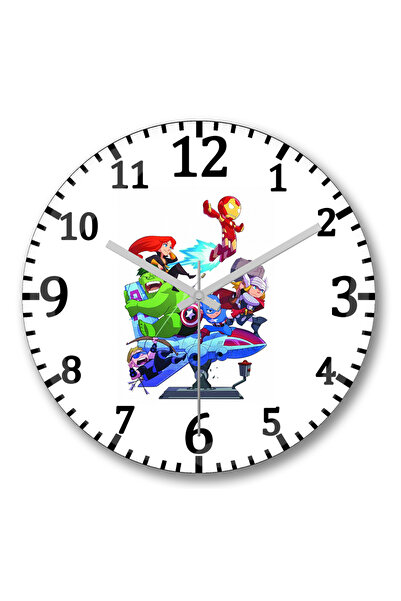 BASKI DÜNYASI Ceas de perete Mini Vingadores din sticlă autentică bombată
