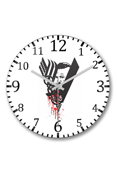 BASKI DÜNYASI ساعة حائط الفايكنج نيتفليكس من الزجاج الحقيقي المنحني